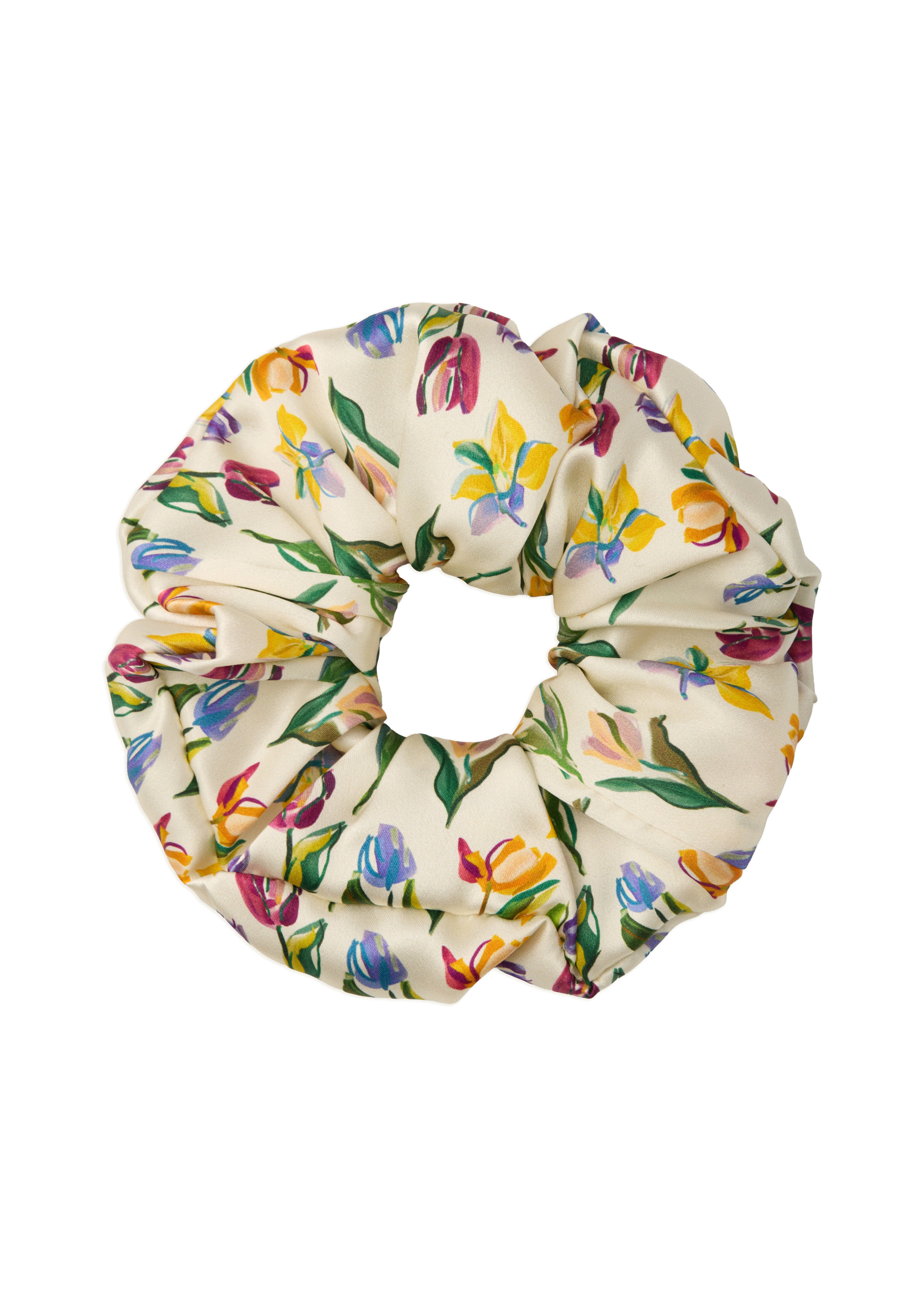 Tulip Silk Scrunchie - Cream