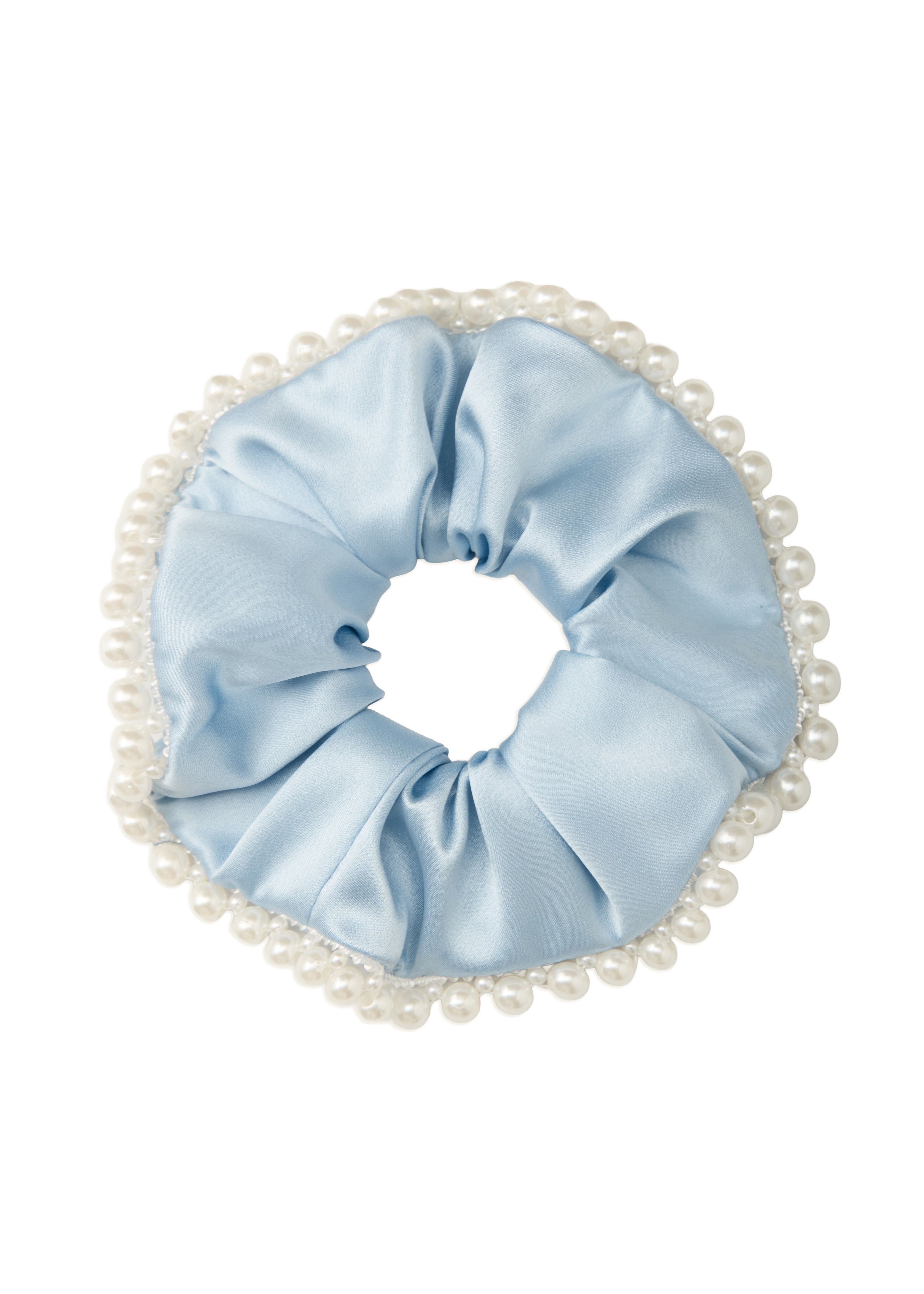 Pearl Glaze Silk Scrunchie - Iced Blue