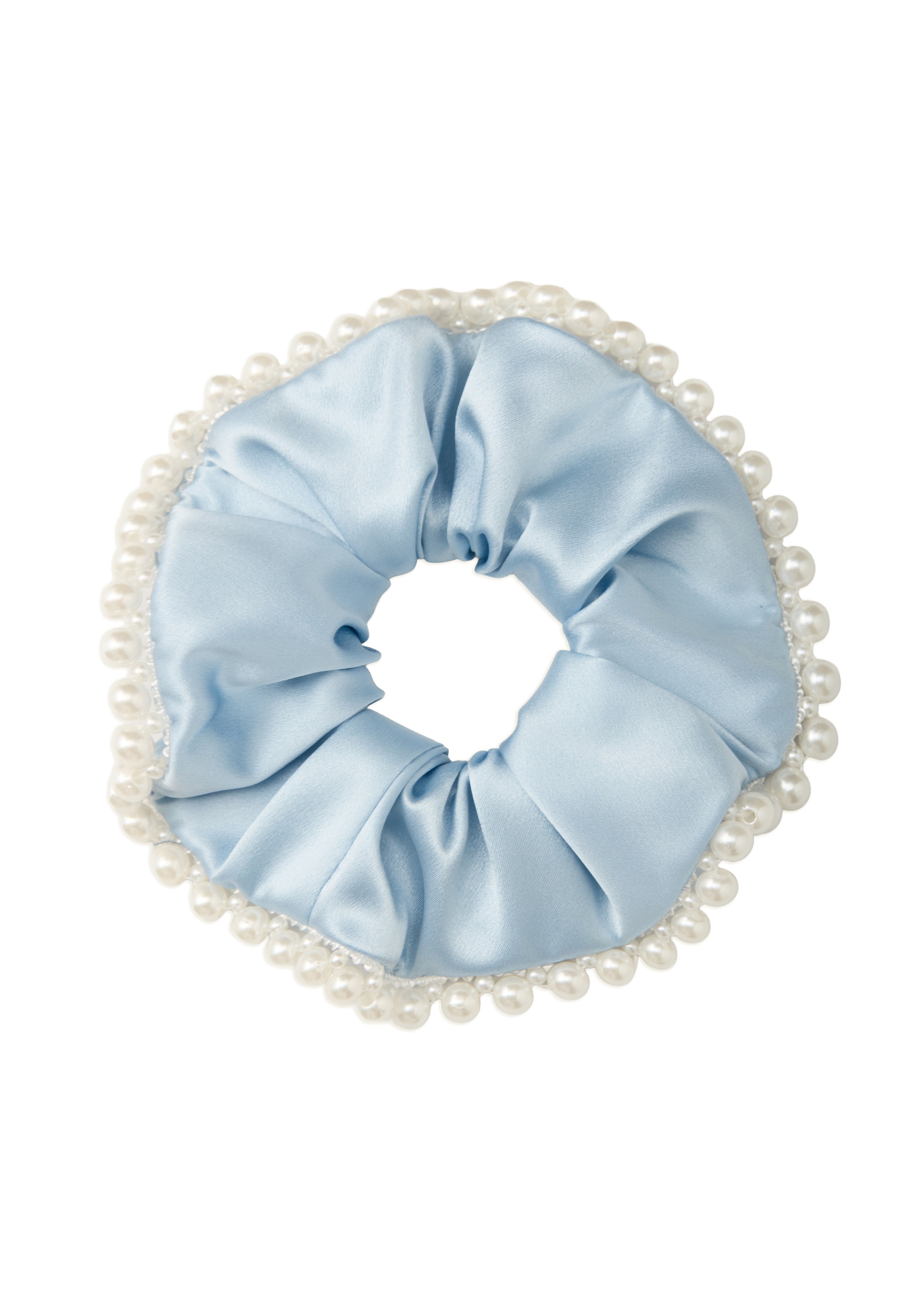 Pearl Glaze Silk Scrunchie - Iced Blue