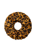 Leopard Silk Scunchie - Brown