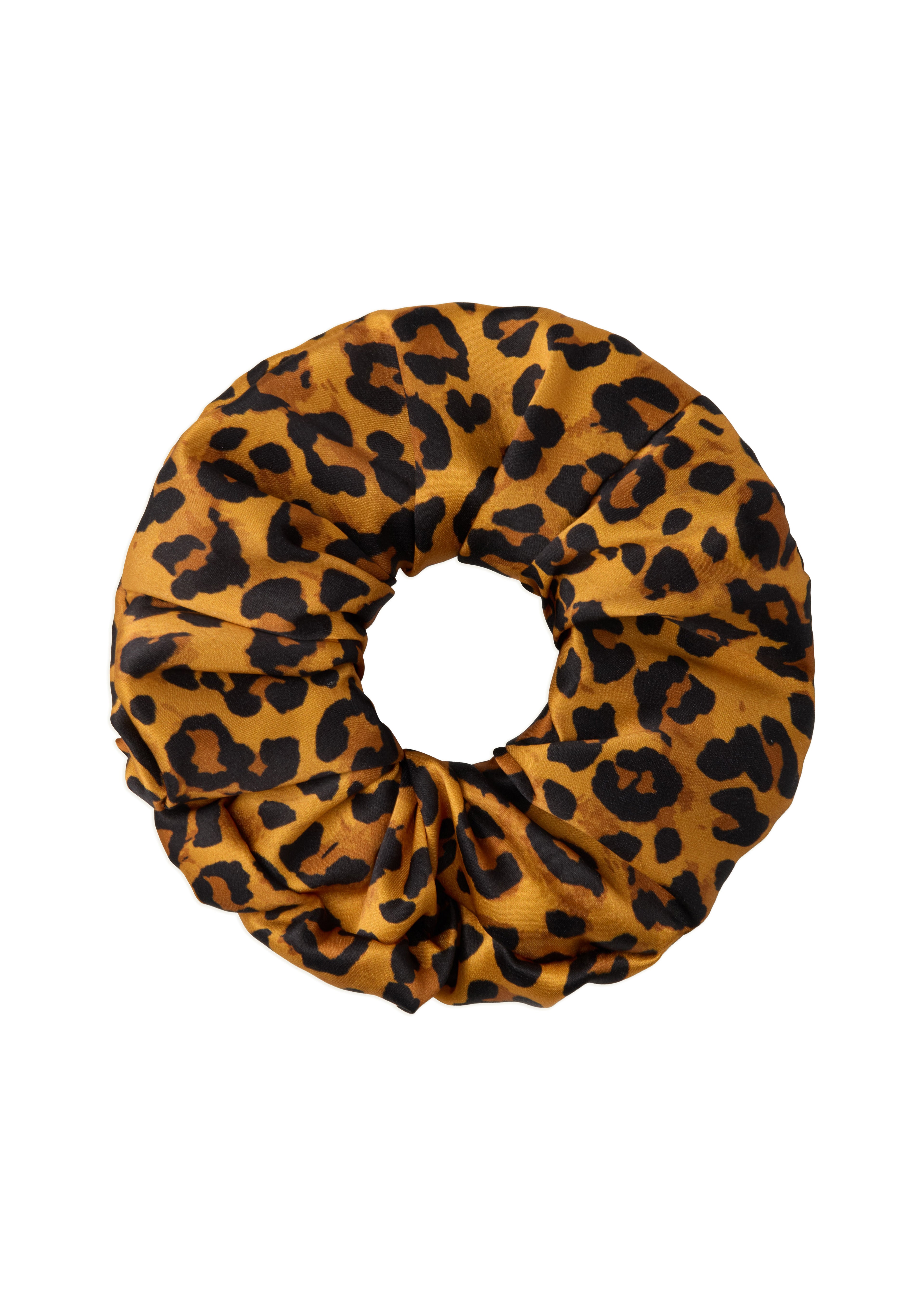 Leopard Silk Scunchie - Brown