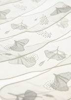 Whispers of Frida Silk Organza Embroidered Skinny Scarf - White