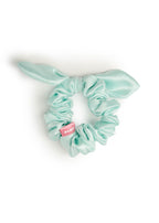 Bunny Ear Silk Hair Tie Scrunchie - Blue