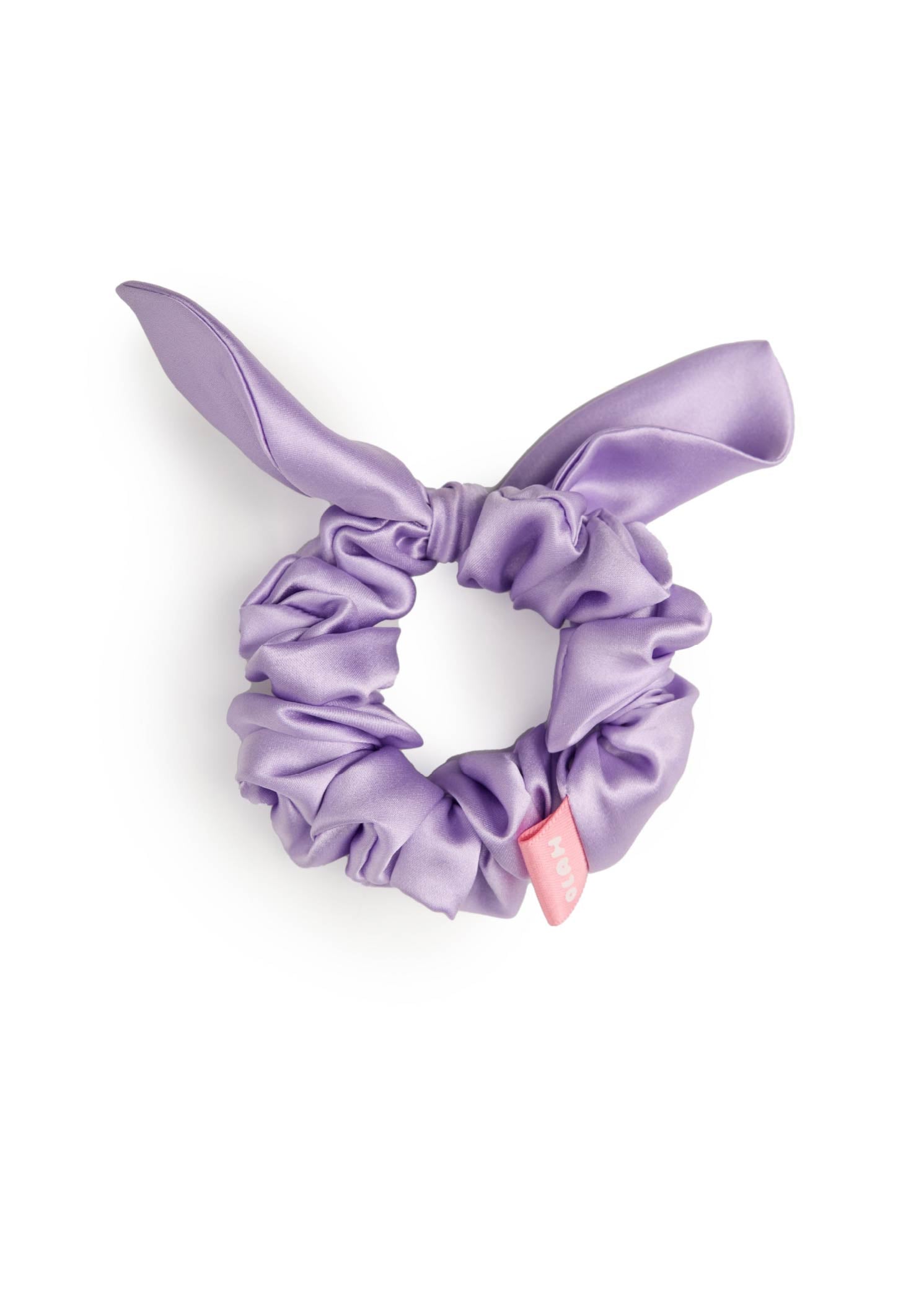 Bunny Ear Silk Hair Tie Scrunchie - Purple