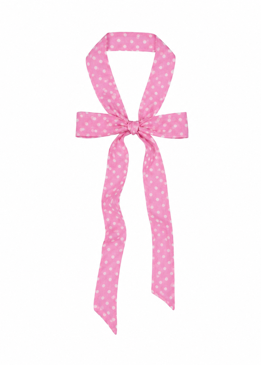 Le Petit Dot Silk Hair Ribbon Scarf - Rosé