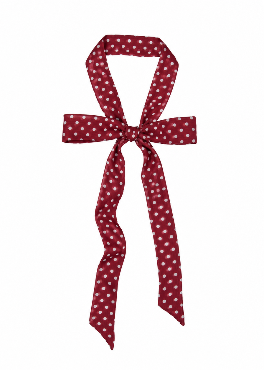 Le Petit Dot Silk Hair Ribbon Scarf - Bordeaux