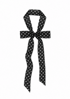 Le Petit Dot Silk Hair Ribbon Scarf - Midnight Caviar