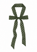 Le Petit Dot Silk Hair Ribbon Scarf - Olive