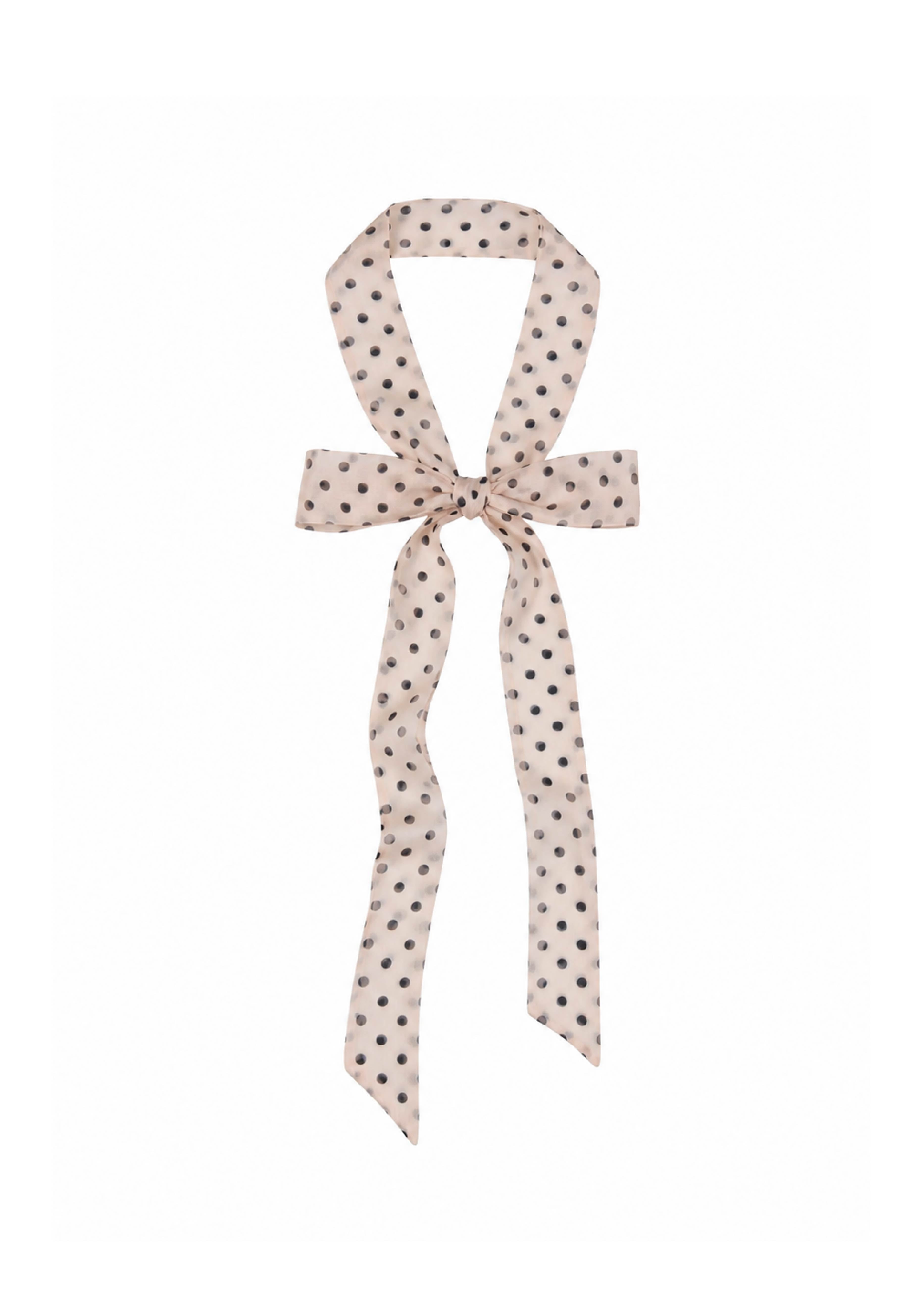 Le Petit Dot Silk Hair Ribbon Scarf - Champagne