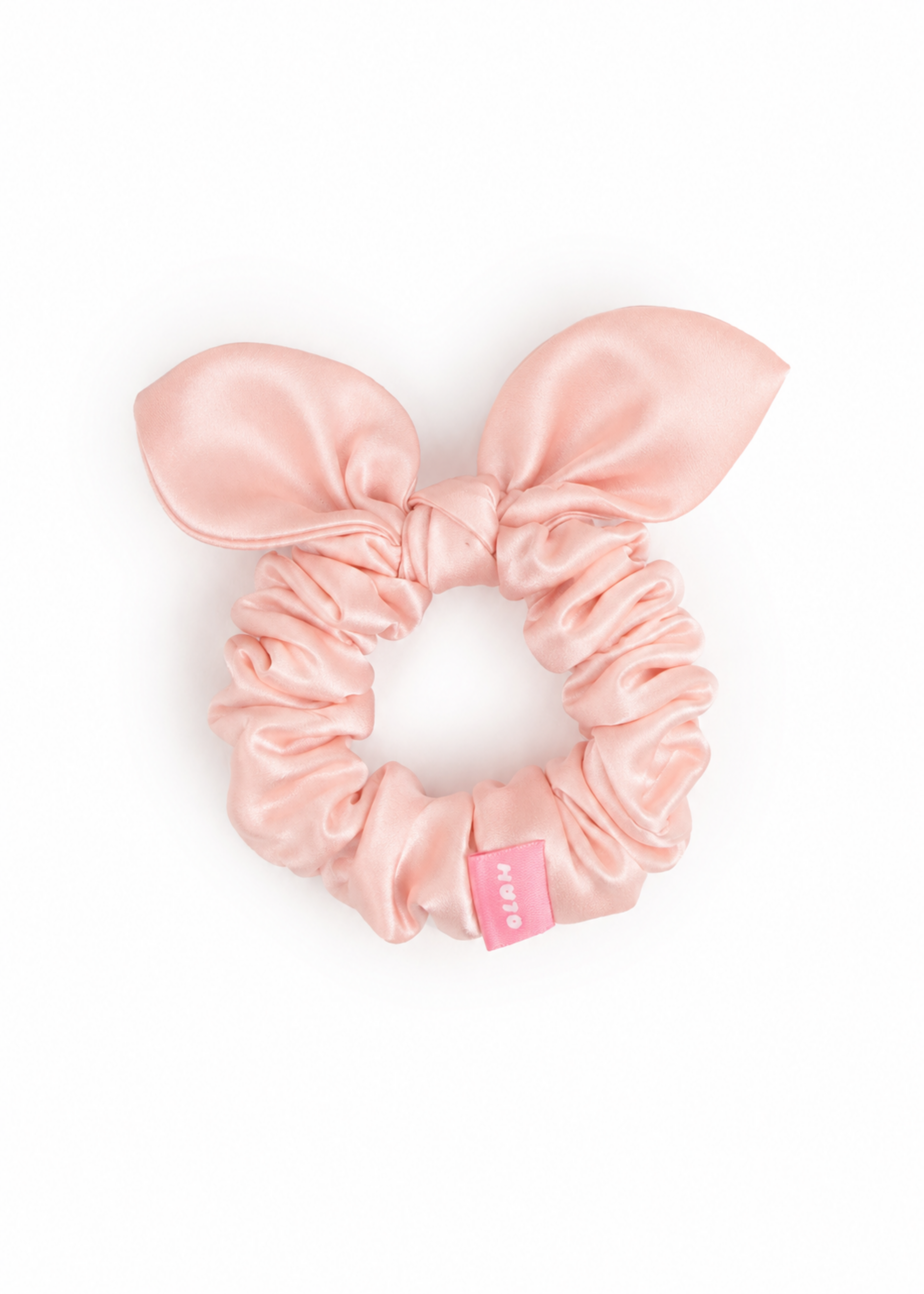 Bunny Ear Silk Hair Tie Scrunchie - Pink