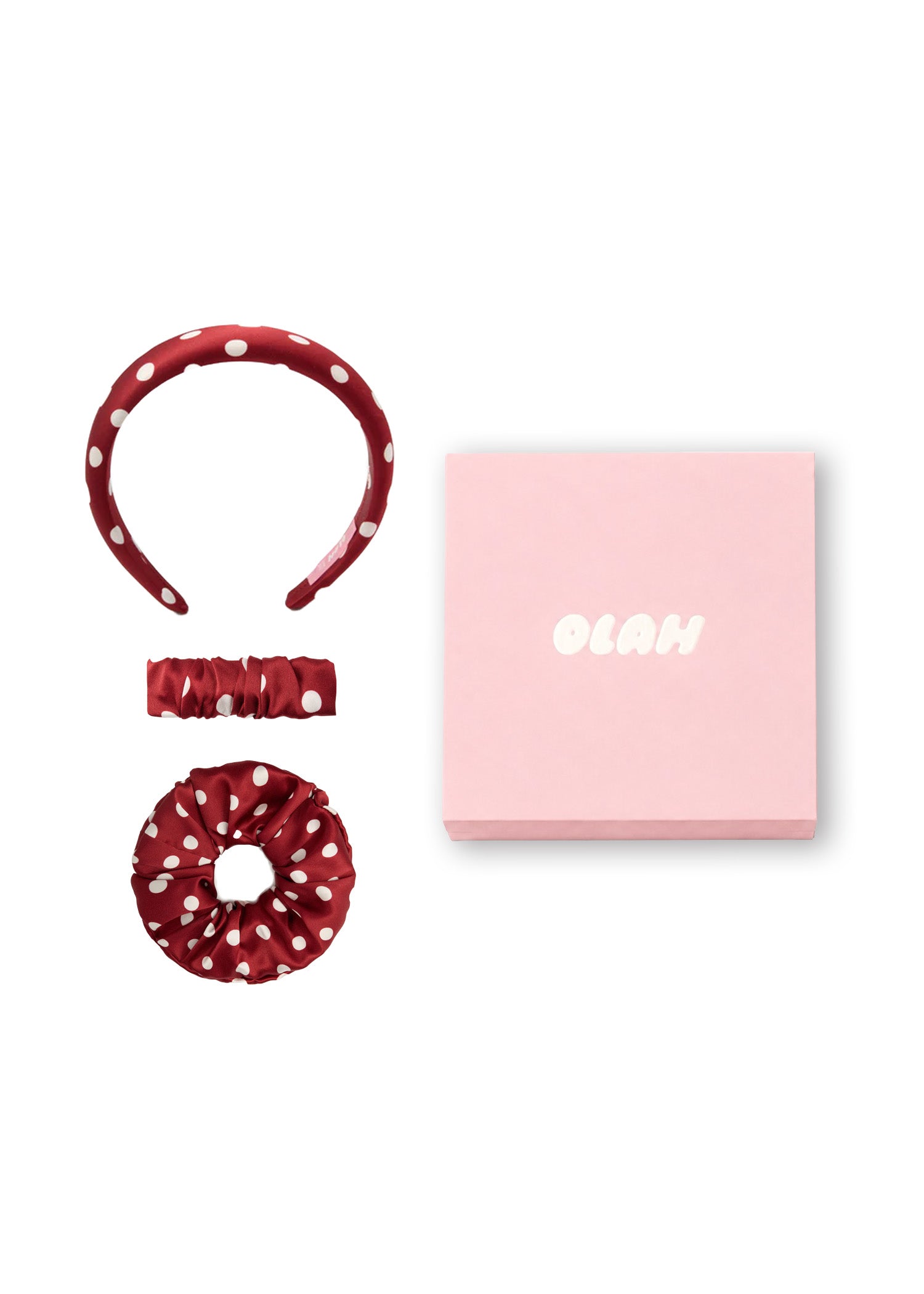 Polka Dot Silk Hair Ritual Gift Set - Red