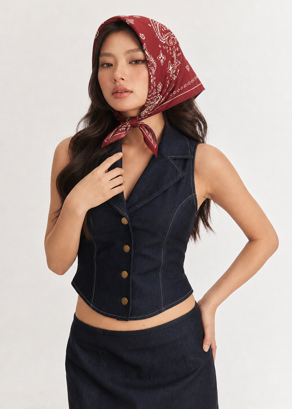 Paisley Silk Bandana Scarf 26 - Ruby Burgundy
