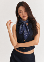 Paisley Silk Bandana Scarf 26 - Midnight Navy
