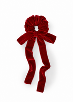 Olah Silk Velvet Ribbon Scrunchie - Red
