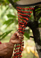 Olah x Hakhu Ancestral Beaded Veil — Huayruro Flame