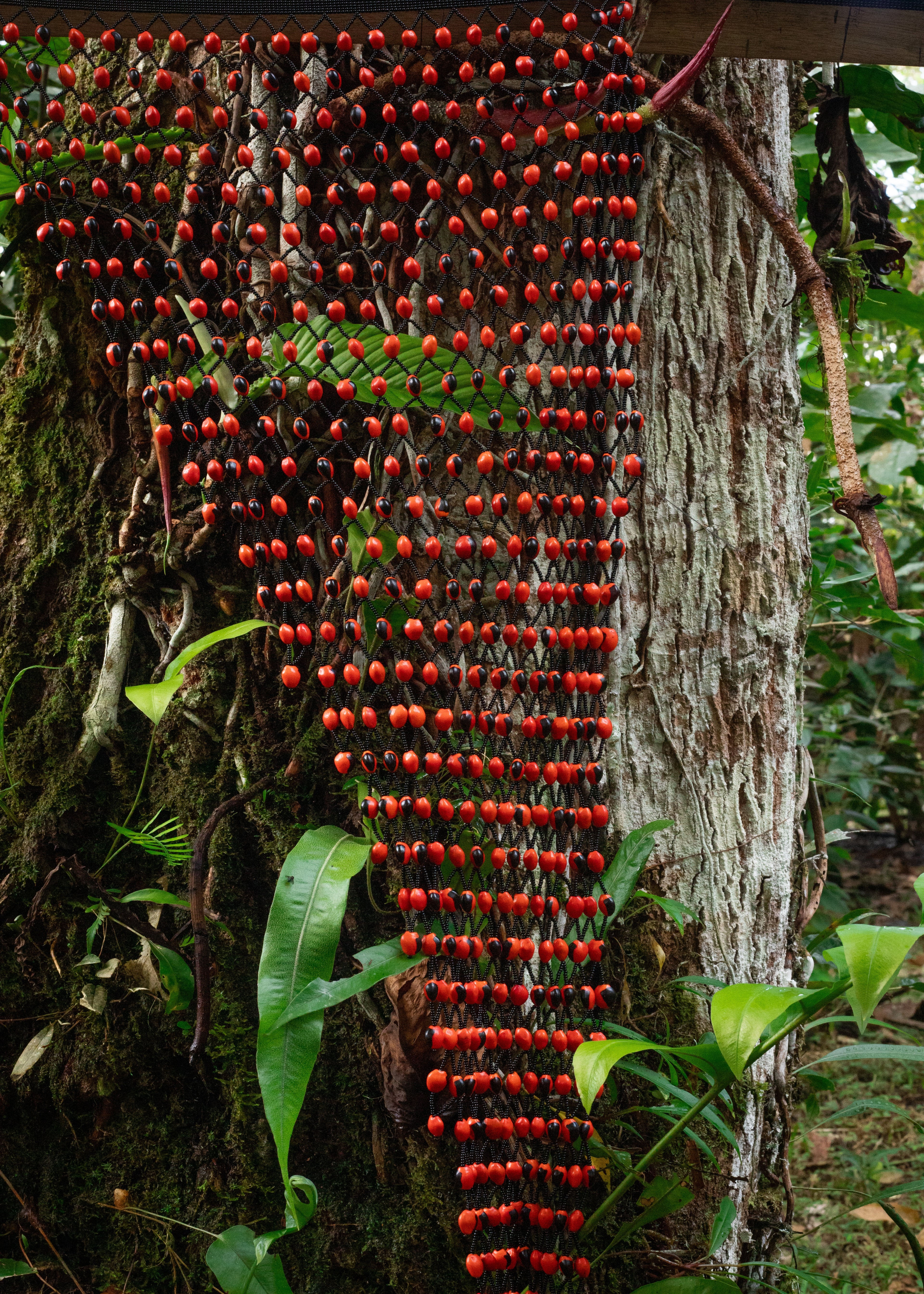 Olah x Hakhu Ancestral Beaded Veil — Huayruro Flame