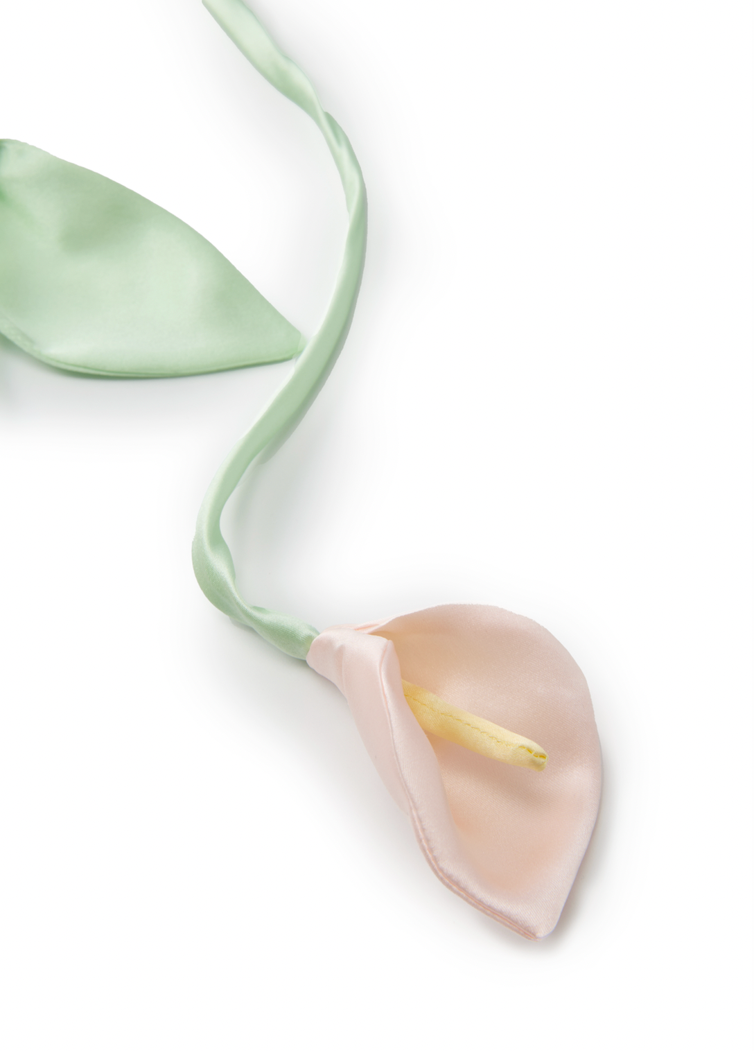 Calla Lily Silk Hair Tie Scrunchie - Pink and Green