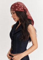 Paisley Silk Bandana Scarf 26 - Ruby Burgundy