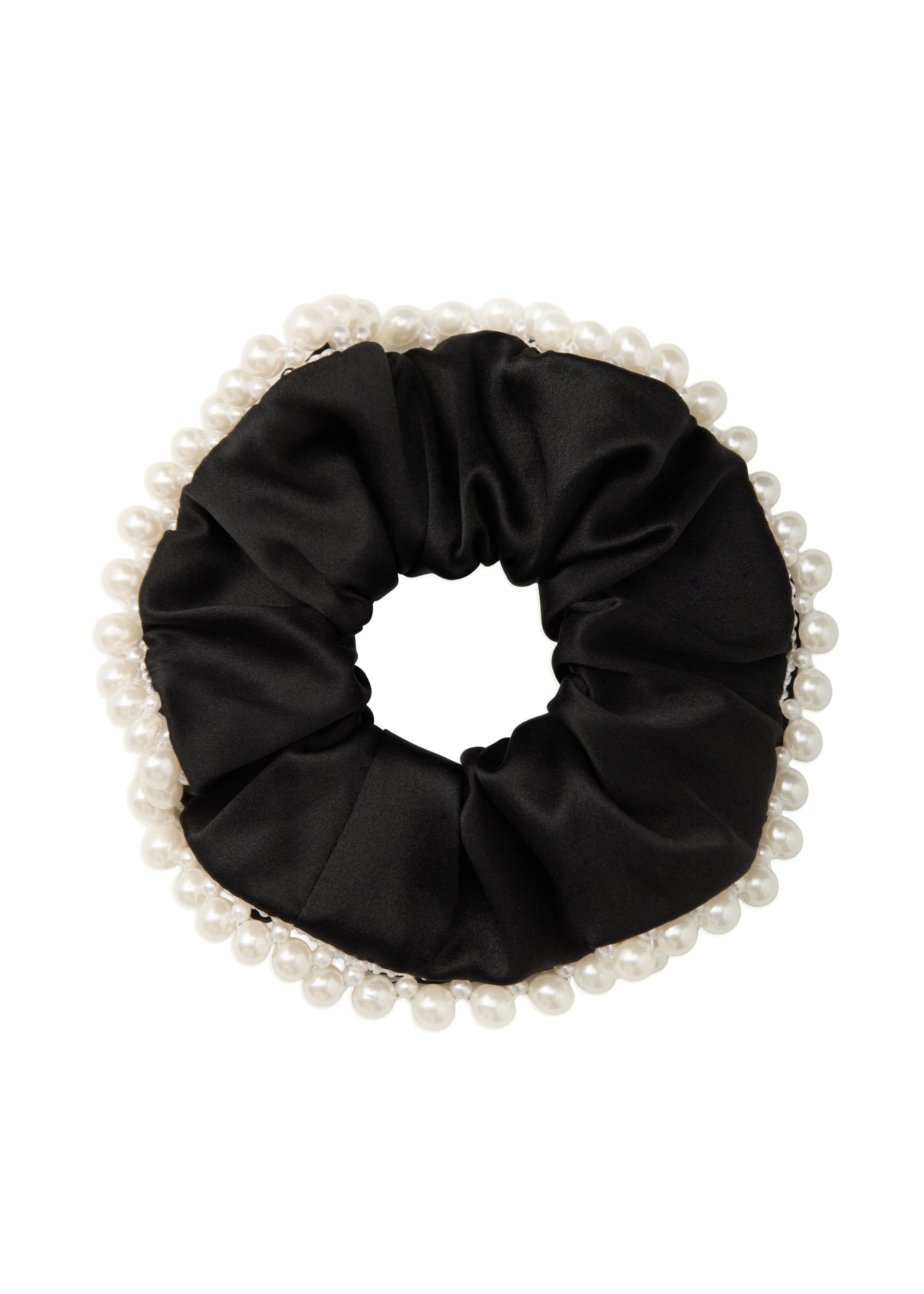 Pearl Glaze Silk Scrunchie - Black Sugar