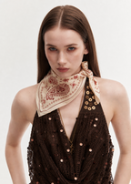 Paisley Silk Bandana Scarf 26 - Vanilla Cream